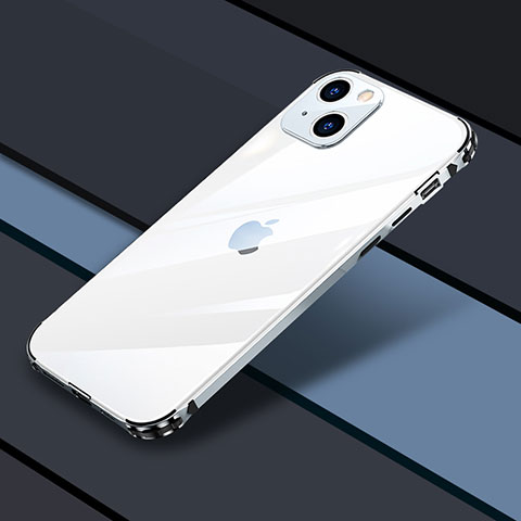 Custodia Lusso Metallo Laterale e Plastica Cover JL3 per Apple iPhone 14 Argento