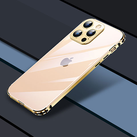 Custodia Lusso Metallo Laterale e Plastica Cover JL4 per Apple iPhone 13 Pro Max Oro