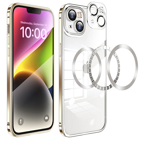 Custodia Lusso Metallo Laterale e Plastica Cover LF5 per Apple iPhone 14 Plus Oro