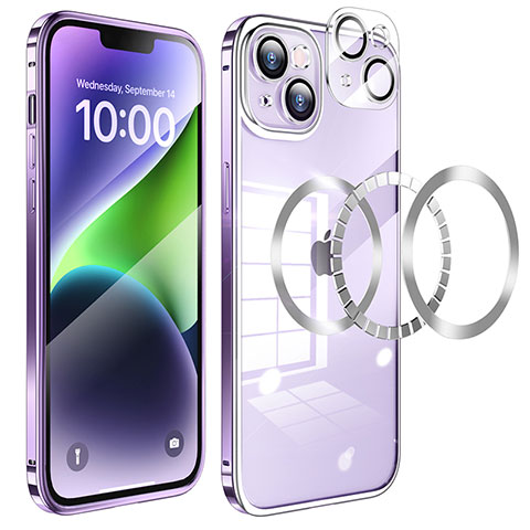 Custodia Lusso Metallo Laterale e Plastica Cover LF5 per Apple iPhone 14 Viola