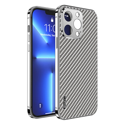 Custodia Lusso Metallo Laterale e Plastica Cover LF6 per Apple iPhone 13 Pro Argento