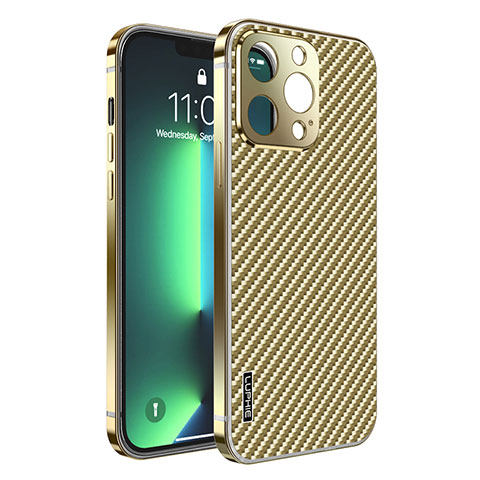 Custodia Lusso Metallo Laterale e Plastica Cover LF6 per Apple iPhone 13 Pro Max Oro