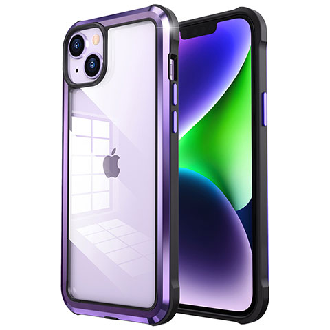 Custodia Lusso Metallo Laterale e Plastica Cover LF6 per Apple iPhone 14 Plus Viola