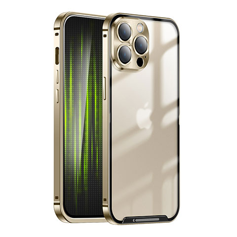 Custodia Lusso Metallo Laterale e Plastica Cover LK1 per Apple iPhone 13 Pro Max Oro