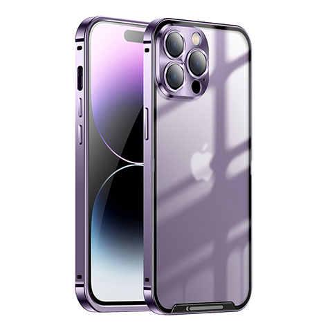 Custodia Lusso Metallo Laterale e Plastica Cover LO1 per Apple iPhone 14 Pro Viola