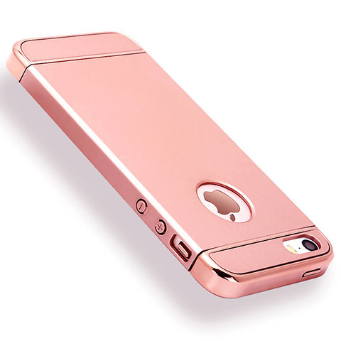 Custodia Lusso Metallo Laterale e Plastica Cover M01 per Apple iPhone 5S Oro Rosa