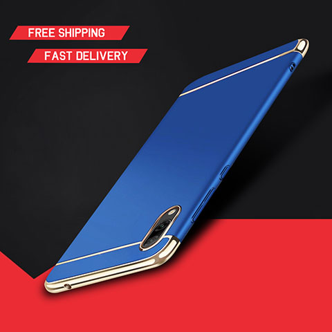 Custodia Lusso Metallo Laterale e Plastica Cover M01 per Huawei Y7 Pro (2019) Blu