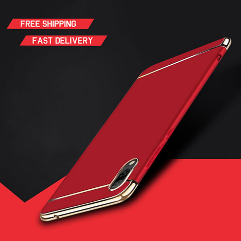 Custodia Lusso Metallo Laterale e Plastica Cover M01 per Huawei Y7 Pro (2019) Rosso