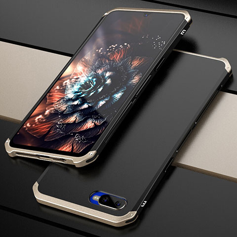 Custodia Lusso Metallo Laterale e Plastica Cover M01 per Oppo K1 Oro e Nero