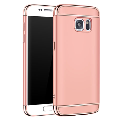 Custodia Lusso Metallo Laterale e Plastica Cover M01 per Samsung Galaxy S7 G930F G930FD Oro Rosa