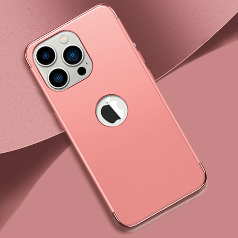 Custodia Lusso Metallo Laterale e Plastica Cover M02 per Apple iPhone 13 Pro Oro Rosa