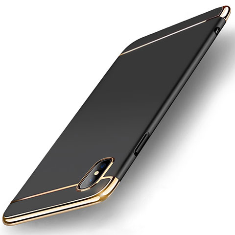 Custodia Lusso Metallo Laterale e Plastica Cover M05 per Apple iPhone X Nero