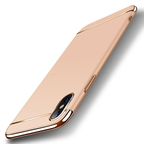 Custodia Lusso Metallo Laterale e Plastica Cover M05 per Apple iPhone X Oro