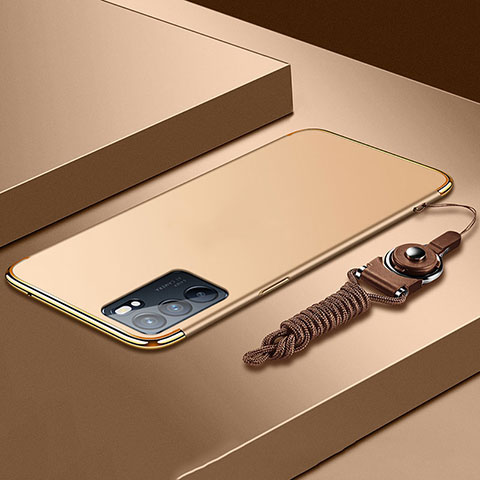 Custodia Lusso Metallo Laterale e Plastica Cover per Oppo Reno6 5G Oro