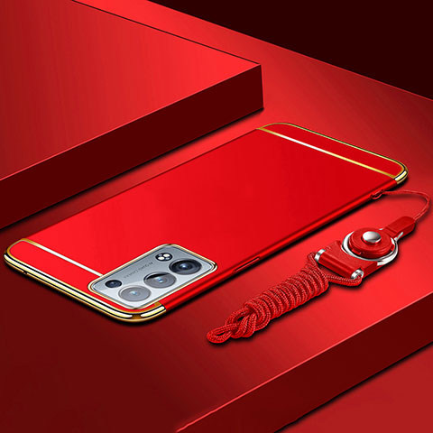 Custodia Lusso Metallo Laterale e Plastica Cover per Oppo Reno6 Pro 5G Rosso