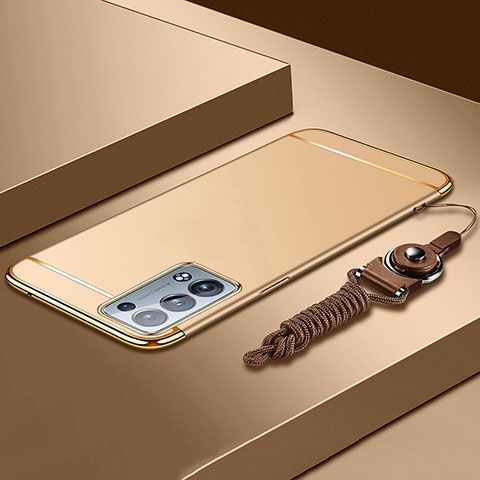 Custodia Lusso Metallo Laterale e Plastica Cover per Oppo Reno6 Pro+ Plus 5G Oro