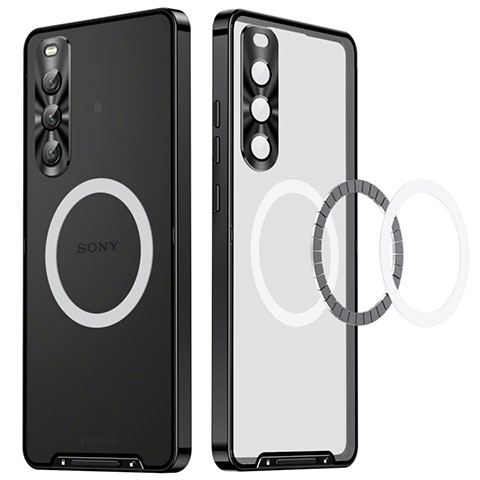 Custodia Lusso Metallo Laterale e Plastica Cover per Sony Xperia 10 V Nero