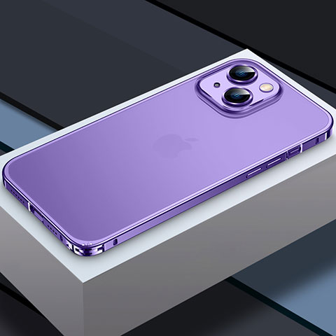 Custodia Lusso Metallo Laterale e Plastica Cover QC3 per Apple iPhone 13 Viola