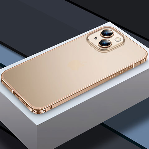 Custodia Lusso Metallo Laterale e Plastica Cover QC3 per Apple iPhone 14 Oro