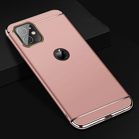 Custodia Lusso Metallo Laterale e Plastica Cover T01 per Apple iPhone 11 Oro Rosa