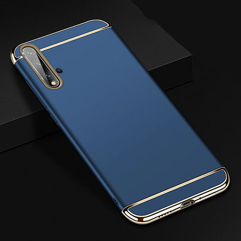 Custodia Lusso Metallo Laterale e Plastica Cover T01 per Huawei Nova 5 Pro Blu