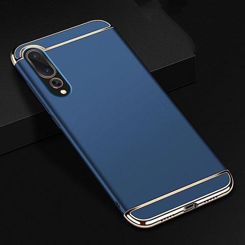 Custodia Lusso Metallo Laterale e Plastica Cover T01 per Huawei P20 Pro Blu