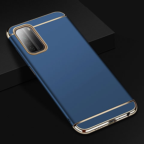 Custodia Lusso Metallo Laterale e Plastica Cover T02 per Huawei Nova 7 SE 5G Blu