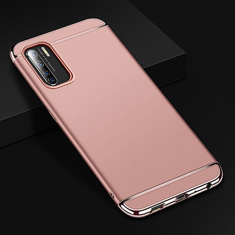 Custodia Lusso Metallo Laterale e Plastica Cover T02 per Oppo A91 Oro Rosa