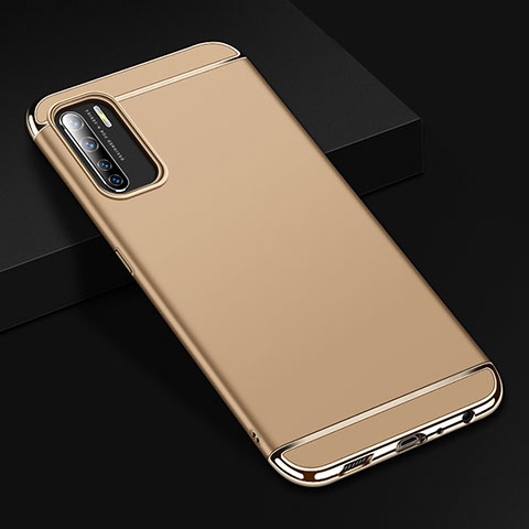 Custodia Lusso Metallo Laterale e Plastica Cover T02 per Oppo F15 Oro