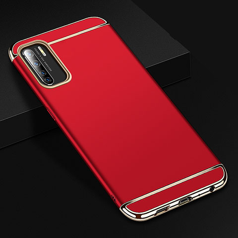 Custodia Lusso Metallo Laterale e Plastica Cover T02 per Oppo F15 Rosso