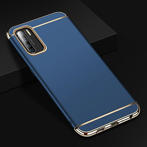 Custodia Lusso Metallo Laterale e Plastica Cover T02 per Oppo Reno3 Blu