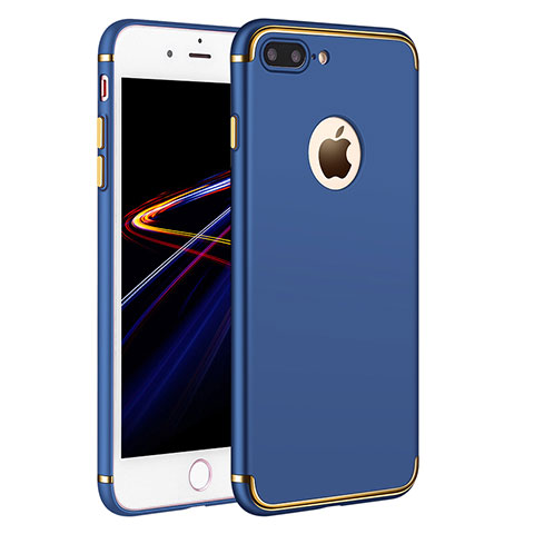 Custodia Lusso Metallo Laterale e Plastica F02 per Apple iPhone 7 Plus Blu