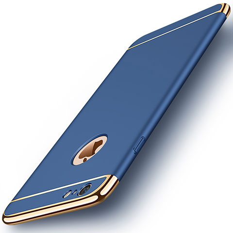 Custodia Lusso Metallo Laterale e Plastica M01 per Apple iPhone 6S Plus Blu