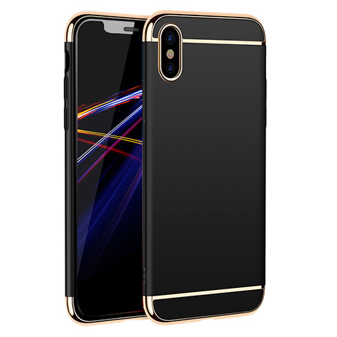 Custodia Lusso Metallo Laterale e Plastica M01 per Apple iPhone X Nero