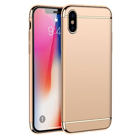 Custodia Lusso Metallo Laterale e Plastica M01 per Apple iPhone X Oro