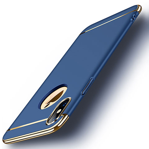 Custodia Lusso Metallo Laterale e Plastica per Apple iPhone Xs Blu