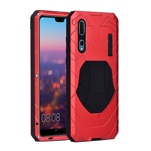 Custodia Lusso Metallo Laterale e Silicone Cover K01 per Huawei P20 Pro Rosso