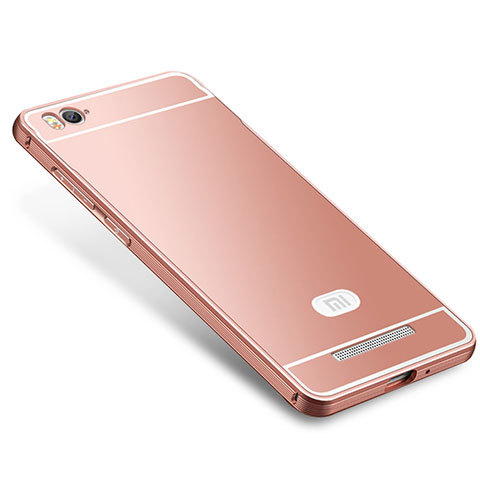 Custodia Lusso Metallo Laterale e Silicone Cover M01 per Xiaomi Mi 4C Oro Rosa