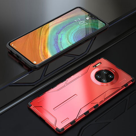 Custodia Lusso Metallo Laterale e Silicone Cover T01 per Huawei Mate 30 Pro 5G Rosso