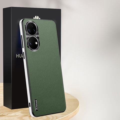 Custodia Lusso Pelle Cover AT1 per Huawei P50 Verde