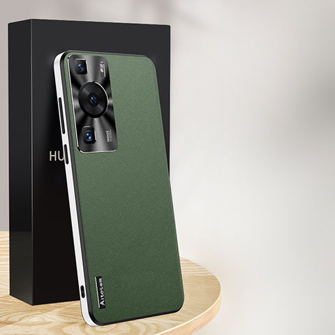 Custodia Lusso Pelle Cover AT1 per Huawei P60 Pro Verde