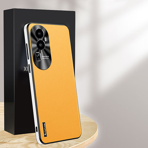 Custodia Lusso Pelle Cover AT1 per Oppo Reno10 Pro+ Plus 5G Giallo