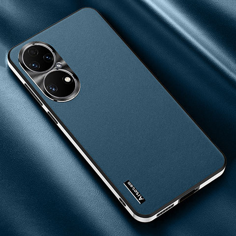 Custodia Lusso Pelle Cover AT2 per Huawei P50 Pro Blu