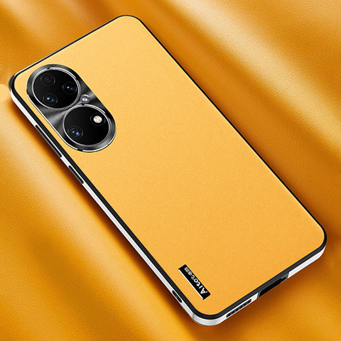 Custodia Lusso Pelle Cover AT2 per Huawei P50 Pro Giallo