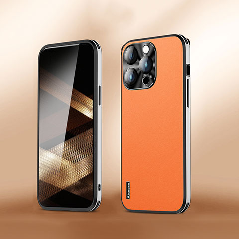 Custodia Lusso Pelle Cover AT6 per Apple iPhone 15 Pro Max Arancione