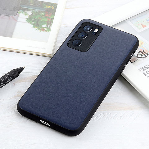 Custodia Lusso Pelle Cover B01H per Oppo Reno6 Pro 5G India Blu