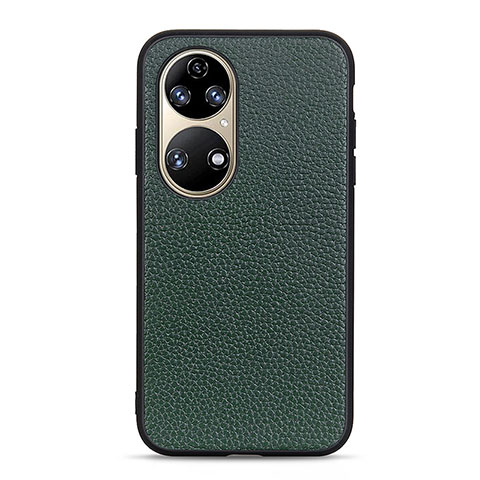 Custodia Lusso Pelle Cover B02H per Huawei P50 Verde