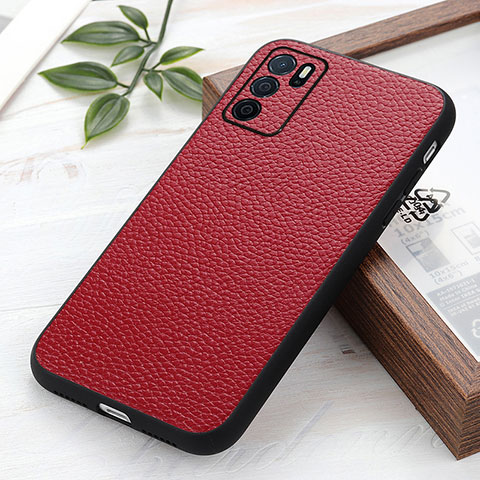 Custodia Lusso Pelle Cover B02H per Oppo A16 Rosso