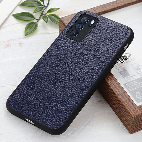 Custodia Lusso Pelle Cover B02H per Oppo Reno6 Pro 5G India Blu