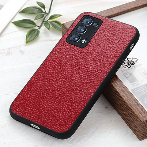 Custodia Lusso Pelle Cover B02H per Oppo Reno6 Pro 5G Rosso